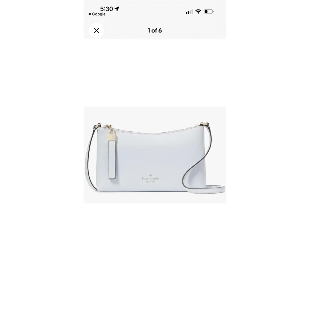 Kate Spade New York Light Blue Leather Crossbody Bag Light Gold Hardware Slim